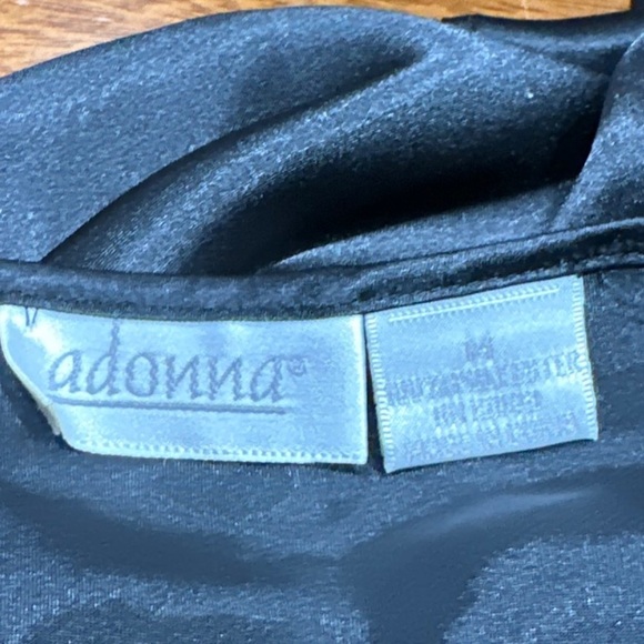 Black Negligee Nightgown Babydoll Ruffles Satin by‎ adonna Size M vintage - Picture 8 of 9